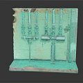 Rustic Vintage Industrial Metal Pipes Valves On Old Weathered Wooden Board