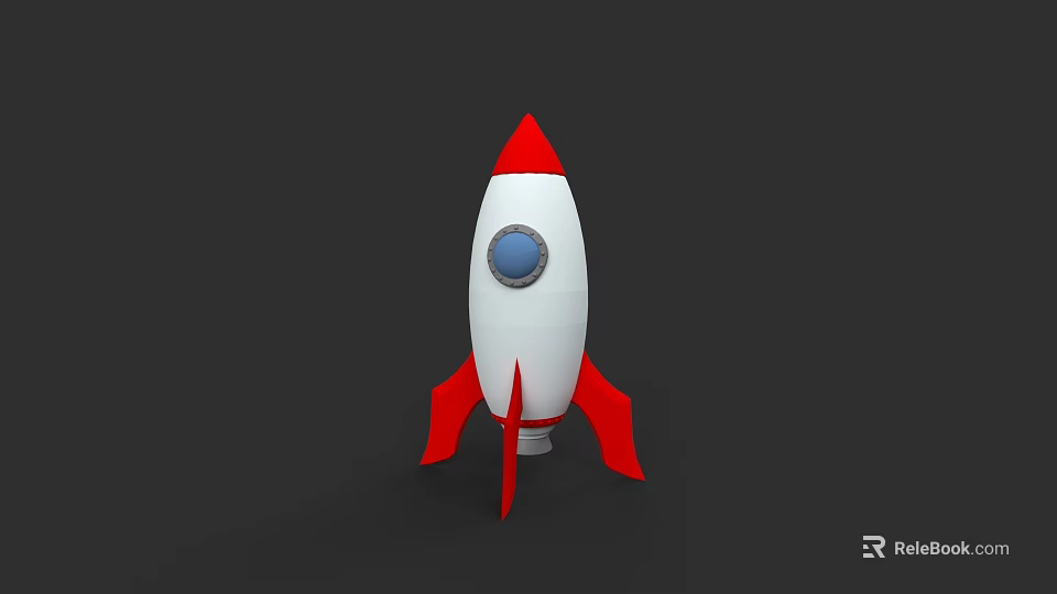 Red and White Rocket Shaped Electric Toy with Blue Window for Kids Playtime 3d model 