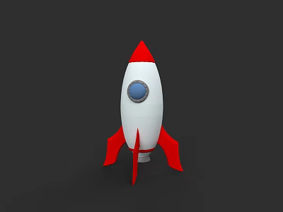 Red and White Rocket Shaped Electric Toy with Blue Window for Kids Playtime 3d model