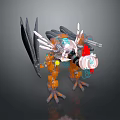 Mechanical Animal Character With Orange Black Wings And Blue Mechanical Legs
