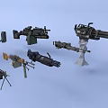 Various Military Weapons Collection Featuring Machine Guns Rifles And Heavy Artillery Designs