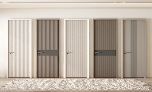 Modern swing door interior door single door solid wood door 3d model