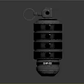 Black Grenade Weapon With Top Pin Multiple Layered Structure And EMP30 Label