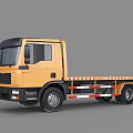 Industrial Equipment Yellow Flatbed Truck With Flat Platform And Safety Stripes