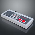 Retro Wired Computer Game Controller With Classic NES Design And Red White Buttons 3d model