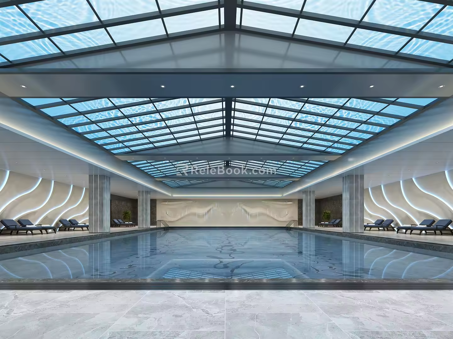 modern swimming pool 3d model