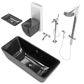 Modern Black Bathroom Set with Bathtub Washbasin Toilet And Shower System