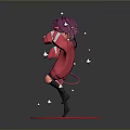 Purple Hair Character With Glasses Pink Sweater Red Wings Boxing Gloves On Pentagram Stars