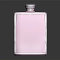 Transparent Square Perfume Bottle With Purple Hair Woman Illustration And Poison Label