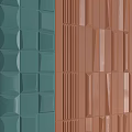 Teal And Brown Wall Panels With Geometric Squares And Vertical Stripes 3d model