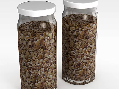 Two Clear Glass Storage Jars Filled With Mixed Nuts For Kitchen Pantry Organization 3d model