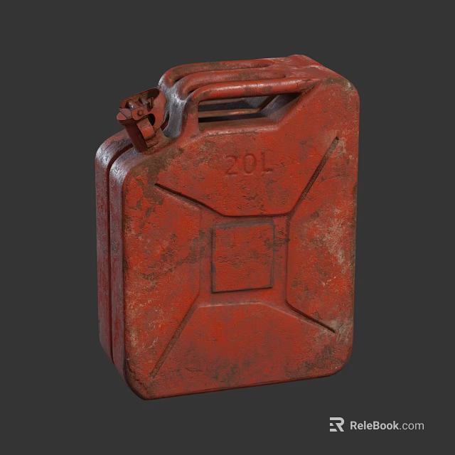 Rusty Red 20L Metal Jerry Can With Vintage Design And Handle 3d model 