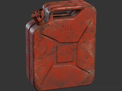 Rusty Red 20L Metal Jerry Can With Vintage Design And Handle 3d model