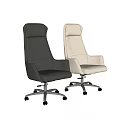Modern Leather Office Chair in Dark and Light Tones with High Back and Swivel Wheels