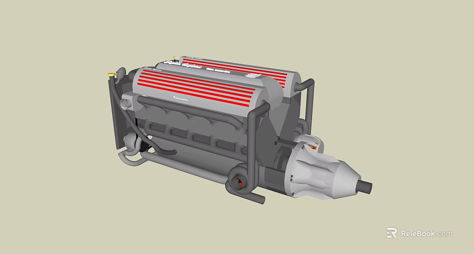 Industrial Equipment With Red Striped Top And Gray Body For Heavy Duty Use 3d model 