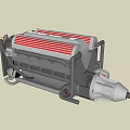 Industrial Equipment With Red Striped Top And Gray Body For Heavy Duty Use