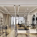 Bright Fitness Studio With Pilates Reformers Arched Mirrors And Plants