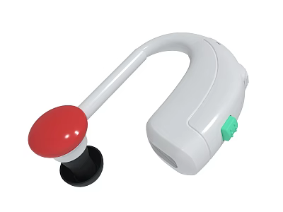 Compact White Device With Curved Handle Red Circular Component And Green Button 3d model