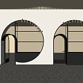 Gelateria Circular Entrance Doors With Modern Glass Panels Black Frames And Textured Flooring