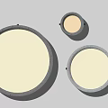 Modern Round Minimalist Ceiling Lights With Concrete Frame White Surface And Different Sizes 3d model