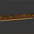 Decorative Line with Red and Gold Colors Intricate Curved Motifs Symmetrical Design for Architectural Decoration