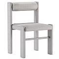 Modern Single Chair With Wooden Frame Brown Leather Seat And Woven Stripe