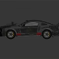 Black Modified Sports Car With Red Stripes Roof Mounted Gear And Side Accents