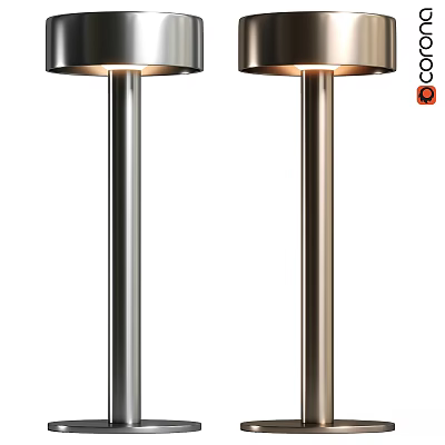Modern Stylish Table Lamps With Silver And Gold Metal Bases And Cylindrical Design 3d model