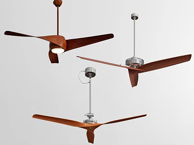 Modern Ceiling Fans With Wooden Blades And Hanging Design In Different Styles 3d model