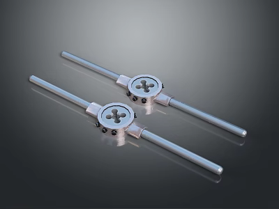 Silver Modern Minimalist Lighting Fixtures Set With Circular Base Long Rod And Cross Decoration 3d model