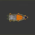 Small Fishing Boat Featuring Orange Canopy Silver Hull And Orange Buoys