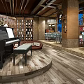 Cozy Café Interior With Bookshelves Full Of Books Wooden Floors And Open Space