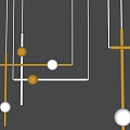 Modern Golden Geometric Pendant Lights With White Spherical And Linear Elements 3d model