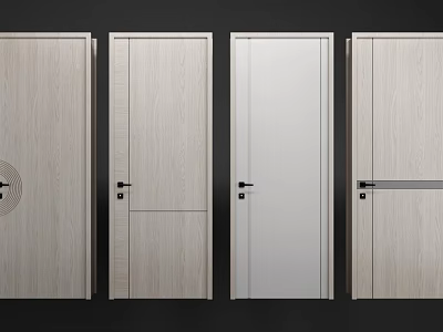 Modern Swing Doors With Various Panel Designs And Wooden Finishes For Home 3d model