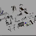 Comprehensive Sports Equipment Collection Featuring Treadmill Dumbbells Exercise Bike And Fitness Tools