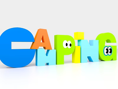 Camping Themed Colorful 3D Letters Featuring Playful Eyes And Vibrant Design 3d model