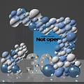 Blue and White Balloons Decorative Frame Featuring Number 30 and Not Open Sign