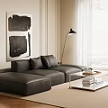 Modern Black Sofa Coffee Table Combination Multiplayer Sofa 3d model