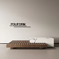 Poliform Modern Coffee Table With Wooden Base And Marble Top Design 3d model