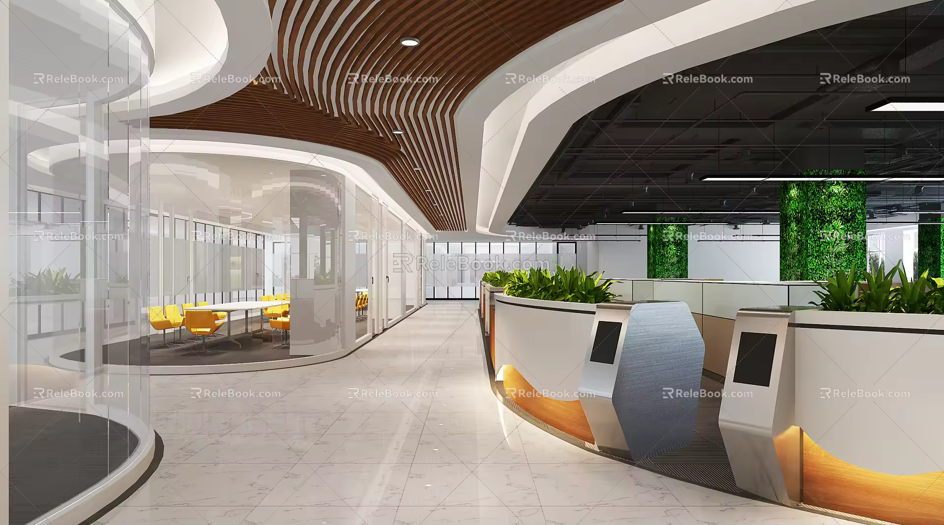 Modern public office area 3d model