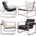 Modern Lounge Chairs With Metal Frame Leather And Fabric Upholstery Design