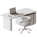 Sturdy Solid Wood Office Desk And Soft Leather Chair Set For Comfortable Home Working Space
