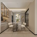 Modern Dining and Living Room Interior With Dining Table Sofa TV Wall And Decorations