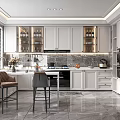 Modern Kitchen Interior Design With White Cabinets Marble Island Countertop And Appliances