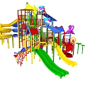 Children's Colorful Playground Equipment With Slides Climbing Structures And Play Towers