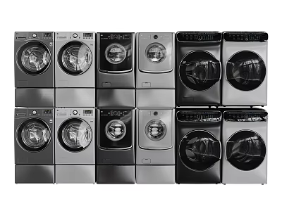 Multiple Models Of Washing Machines With Different Designs And Colors 3d model