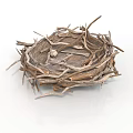 Handmade Natural Plant Twig Bird Nest Structure Isolated On White Background