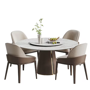 Modern Dining Table and Chair Combination Dining Chair Table and Chair Round Dining Table Rock Board Dining Table Fabric Dining Chair Italian Dining Table and Chair Light Luxury Dining Table and Chair Dining Table Ornaments 3d model