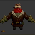 Cat like Creature Character With Red Scarf Brown Coat And Gold Coins
