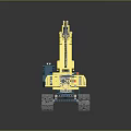 Building Blocks Excavator Model With Yellow Body Blue Claw And Tracked Chassis